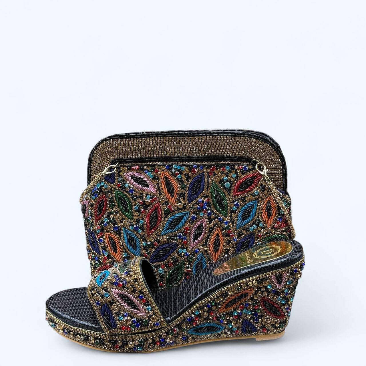 FANCY HEELS WITH CLUTH SIZE 42