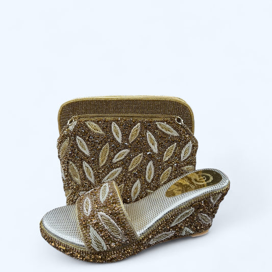 GOLDEN MIRAGE SHOES AND CLUTCH sets SIZE 41