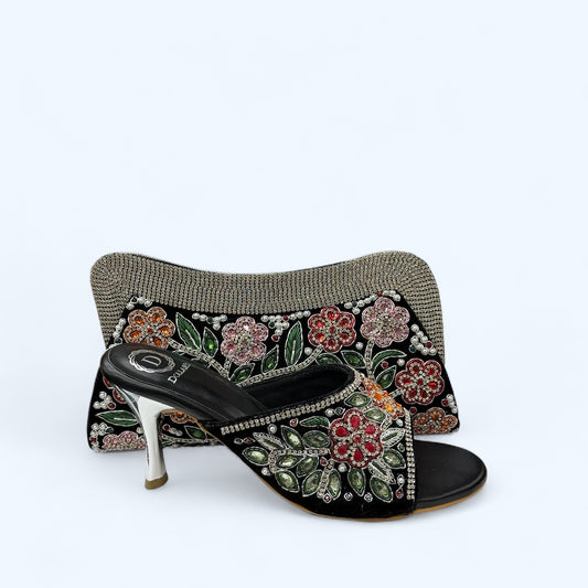 MIDNIGHT GARDEN SHOE/CLUTCH SET SIZE 39