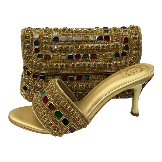 ENCHANTED GOLD SHOES/CLUTCH SIZE 40